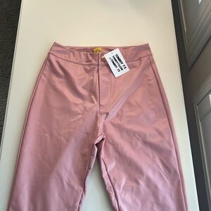 Boutique Leather Flare Light Pink Pants